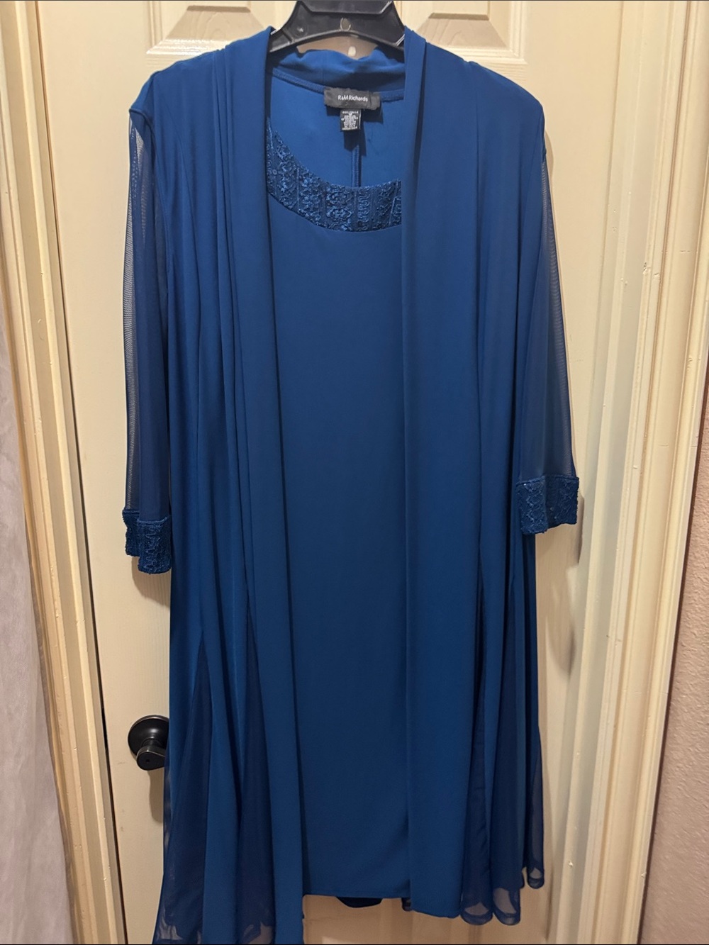 R&M Richards Royal Blue Dress and Matching Long Robe Set